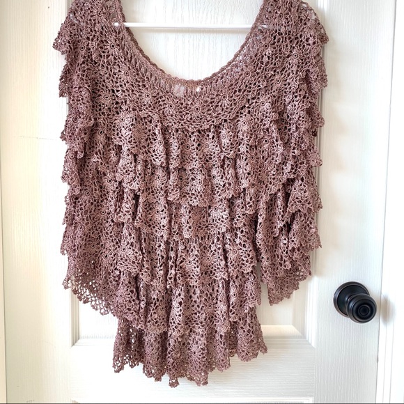BOSTON PROPER Tiered Crocheted Top with Sequins—XS - Picture 13 of 16